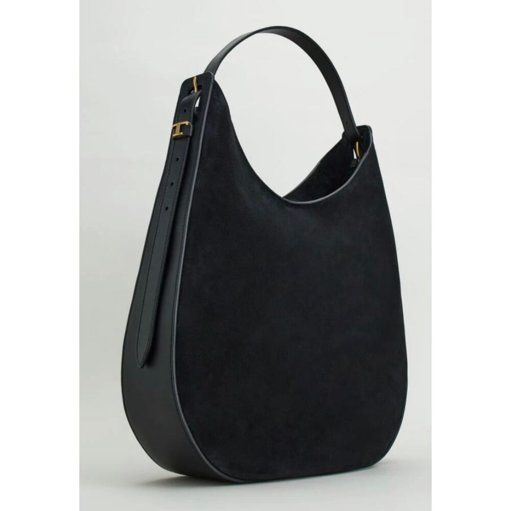 Tod's Black Suede Shoulder Bag “Oboe”